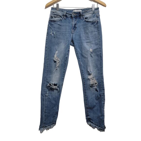 Kancan Loveland Mid Rise Fray Raw Angled Hem Skinny 6204m Distressed 5/26 - Picture 4 of 11